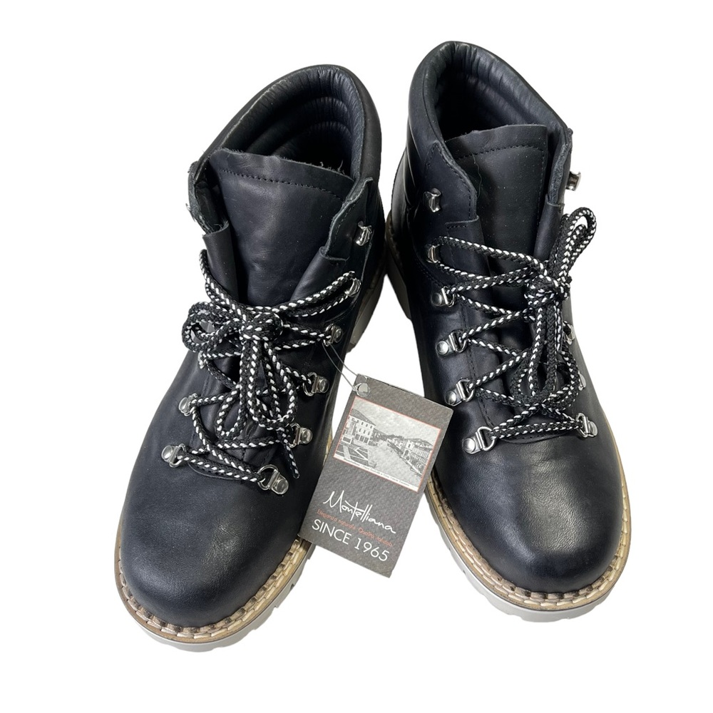 Montelliana Boots Womens Size 10 1965 Margherita Black Leather Ankle Hiking Boot - Picture 2 of 12